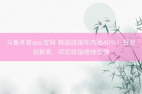 斗鱼体育app官网 韩国综指年内涨40%！日股创新高，印尼综指绝地反弹