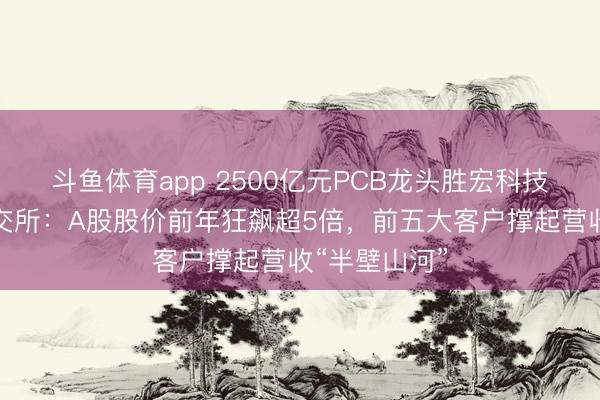 斗鱼体育app 2500亿元PCB龙头胜宏科技二次递表港交所：A股股价前年狂飙超5倍，前五大客户撑起营收“半壁山河”