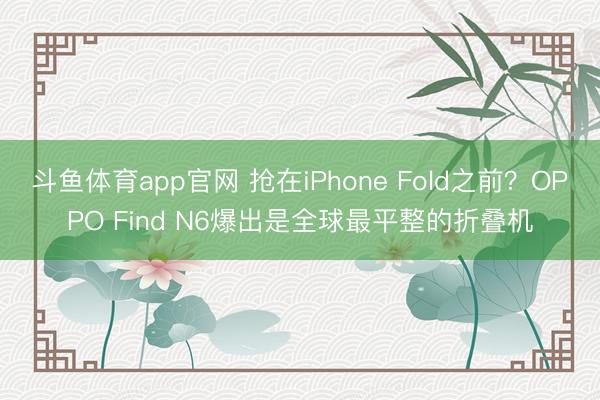 斗鱼体育app官网 抢在iPhone Fold之前?OPPO Find N6爆出是全球最平整的折叠机