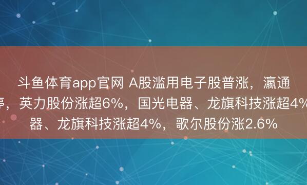 斗鱼体育app官网 A股滥用电子股普涨,瀛通通信、奋达科技涨停,英力股份涨超6%,国光电器、龙旗科技涨超4%,歌尔股份涨2.6%